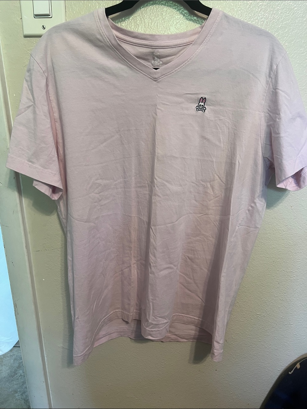 Men's Psycho Bunny V-Neck Tee in Light Pink